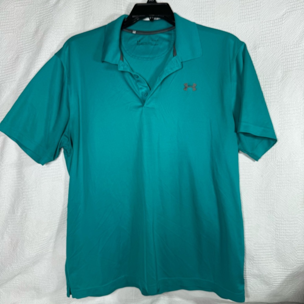 Under Armour Men's Teal Tech Polo Shirt Size‎ Large Heatgear